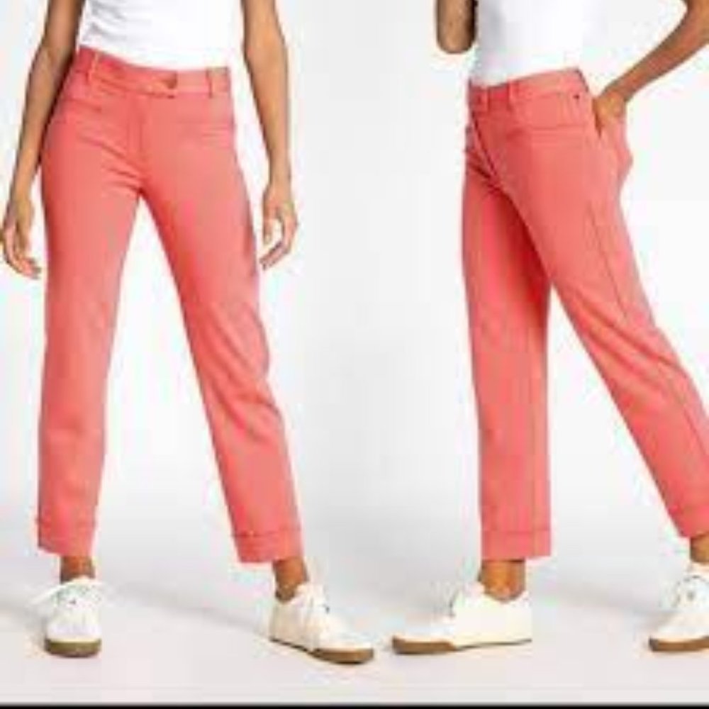 Betabrand Dress Pant Yoga Pants Crop Lite in Flamingo Coral size M Long